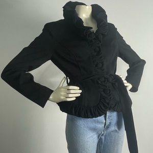 INC INTERNATIONAL CONCEPTS Black Jacket. Button closure w/removable belt.